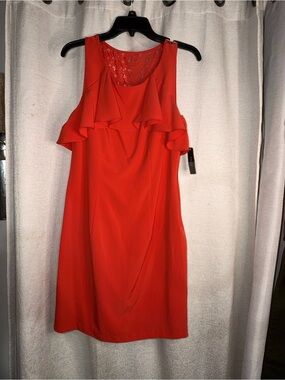 Bisou Bisou Red Ruffle Sleeveless Dress